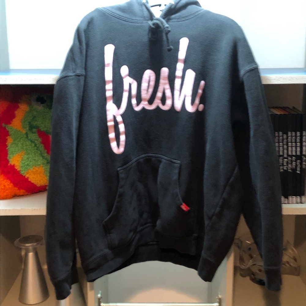 Ladies 22 Fresh Black Hoodie with Pink 'fresh.' Script